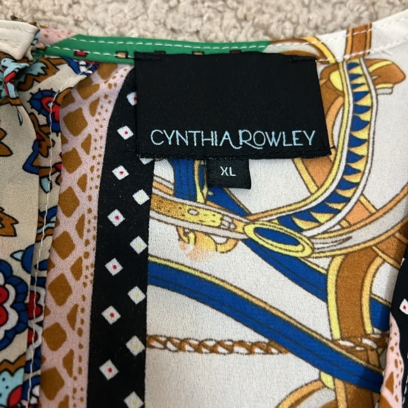 Cynthia Rowley Multi Pattern Green and Gold Graphic Tank Top Size XL - Picture 5 of 6